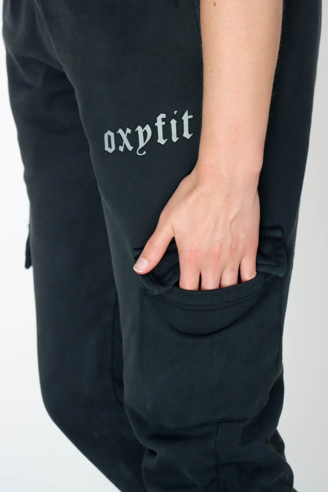 Womens Cargo Joggers - Washed Black