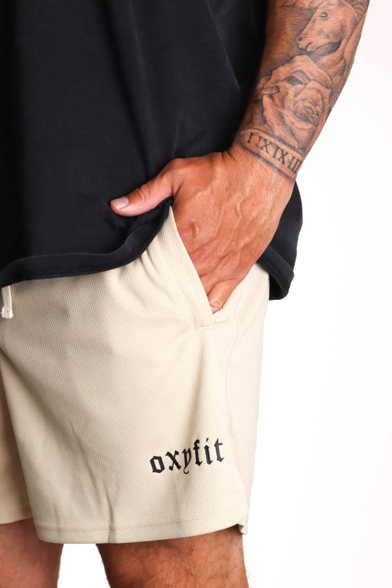 Oxyfit Mens Mesh Shorts - Sand