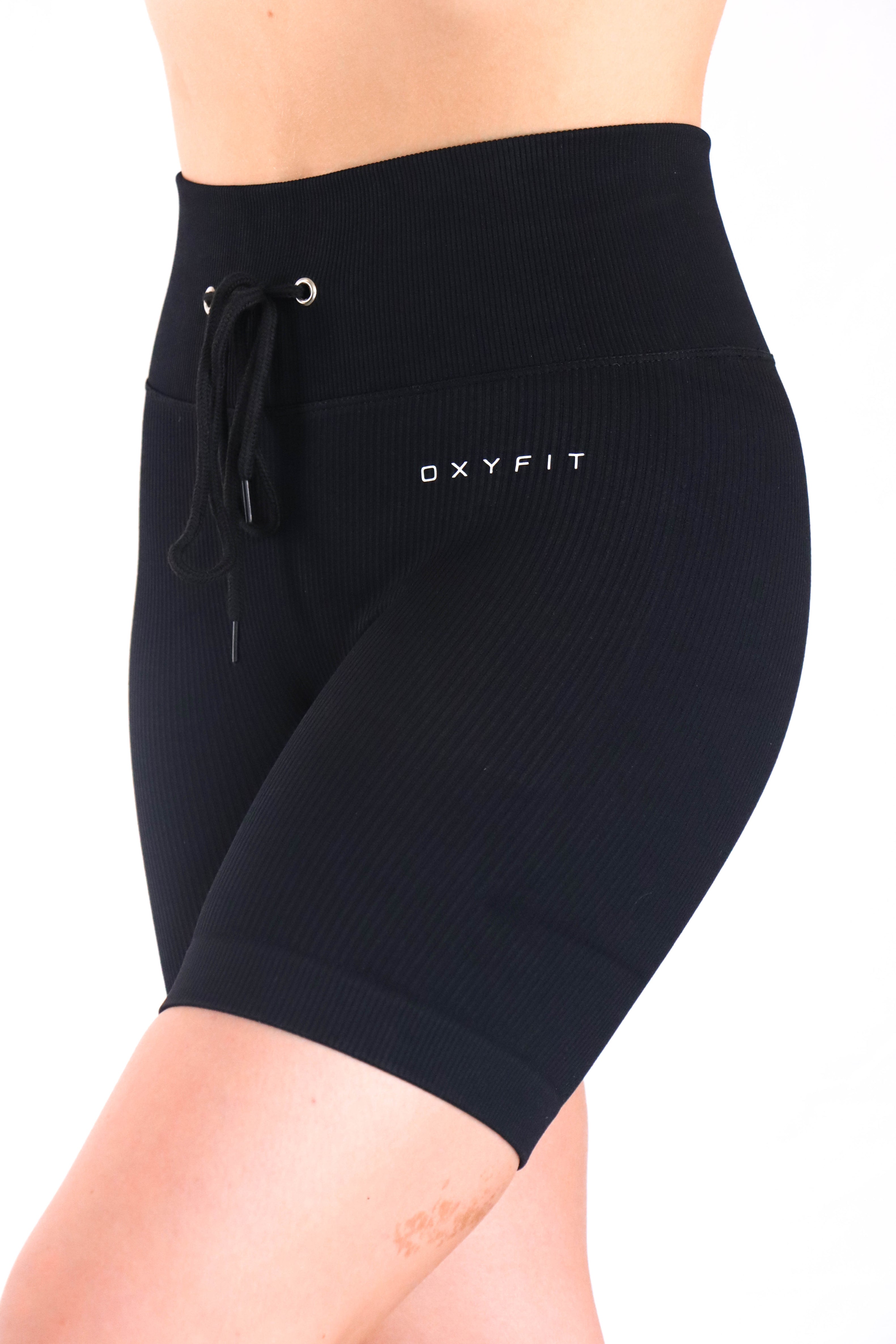 Hype Ribbed Shorts - Long Black