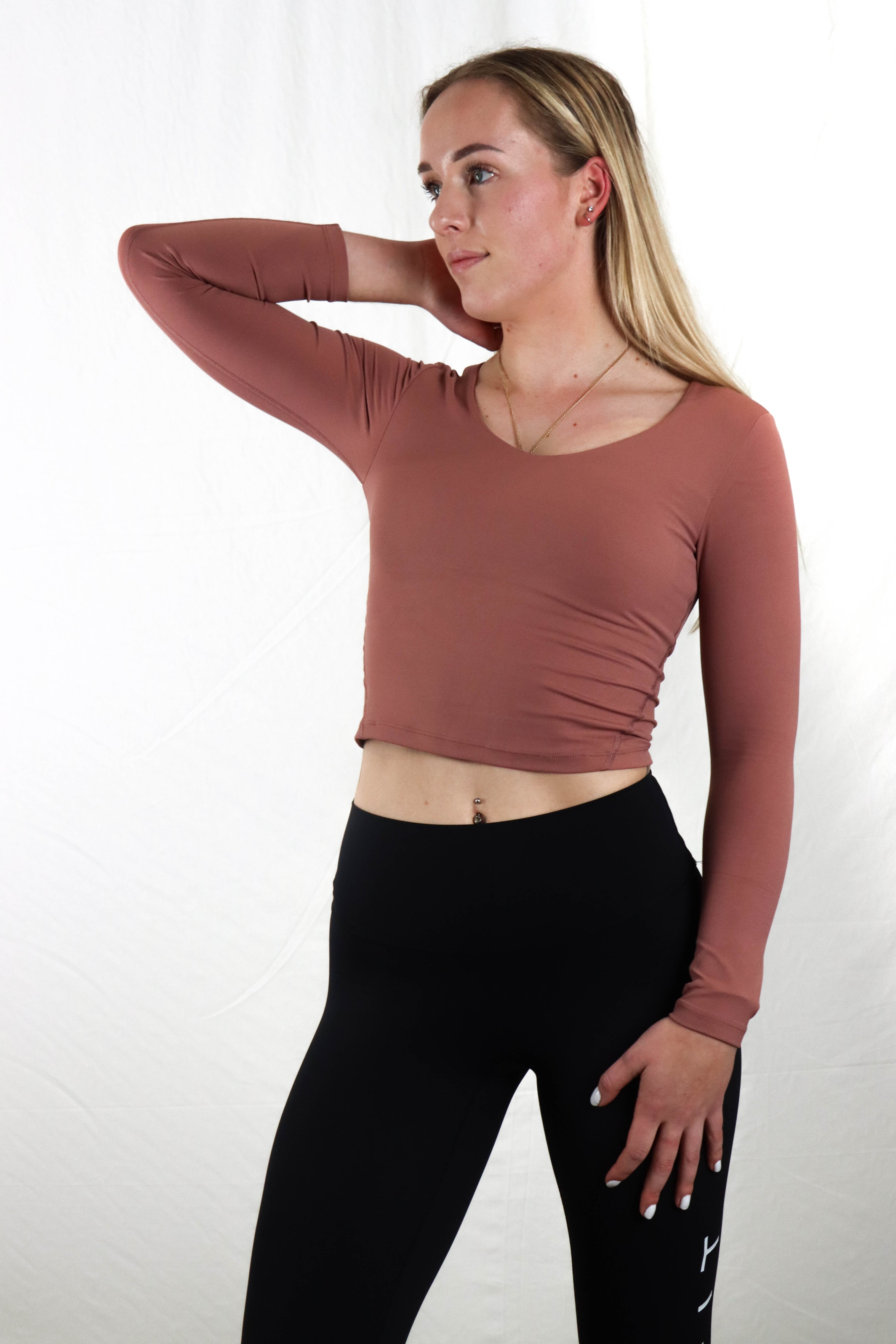 Women's Fitted Crop Long Sleeve - Clay