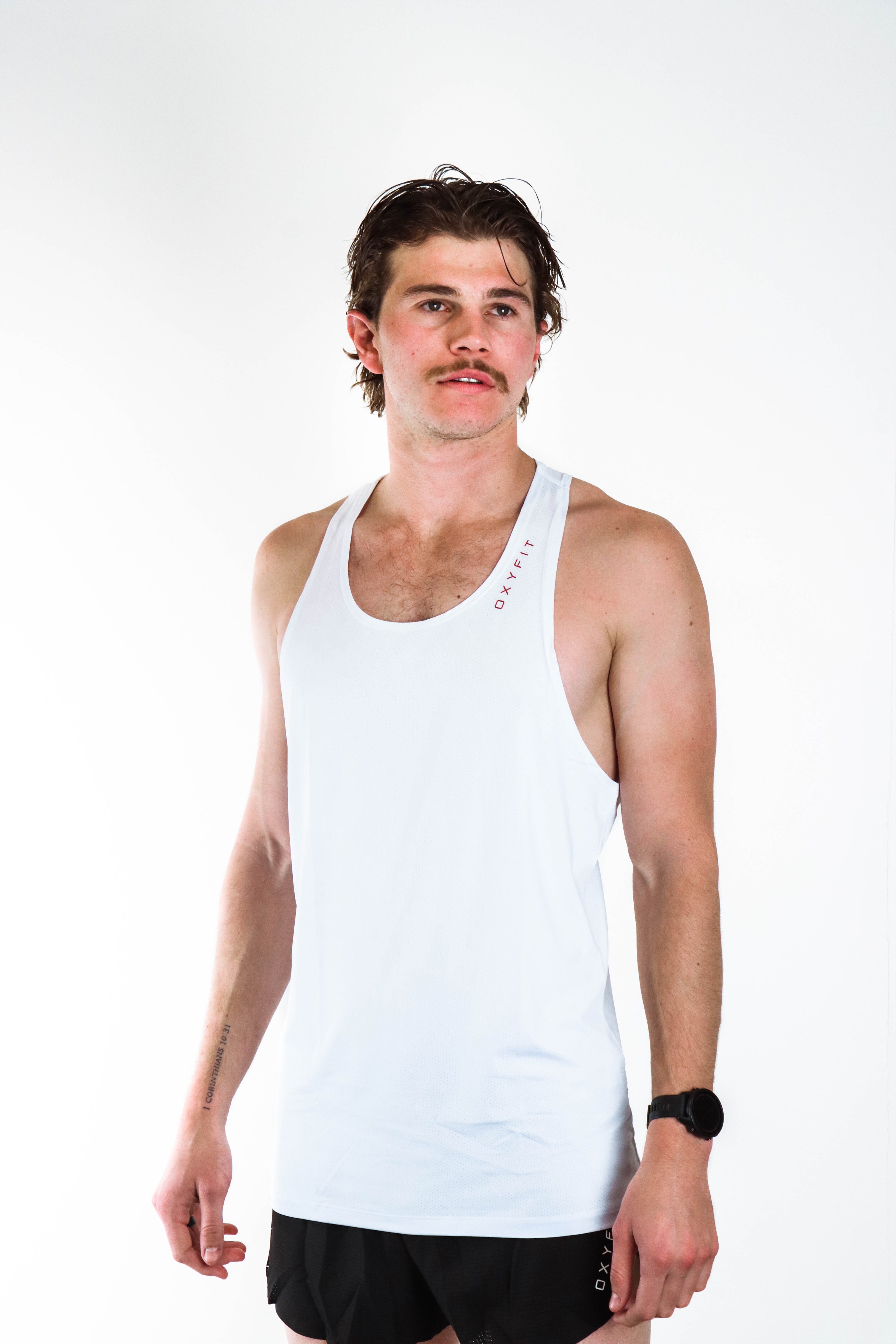Mens Running | Race Singlet - White & Red