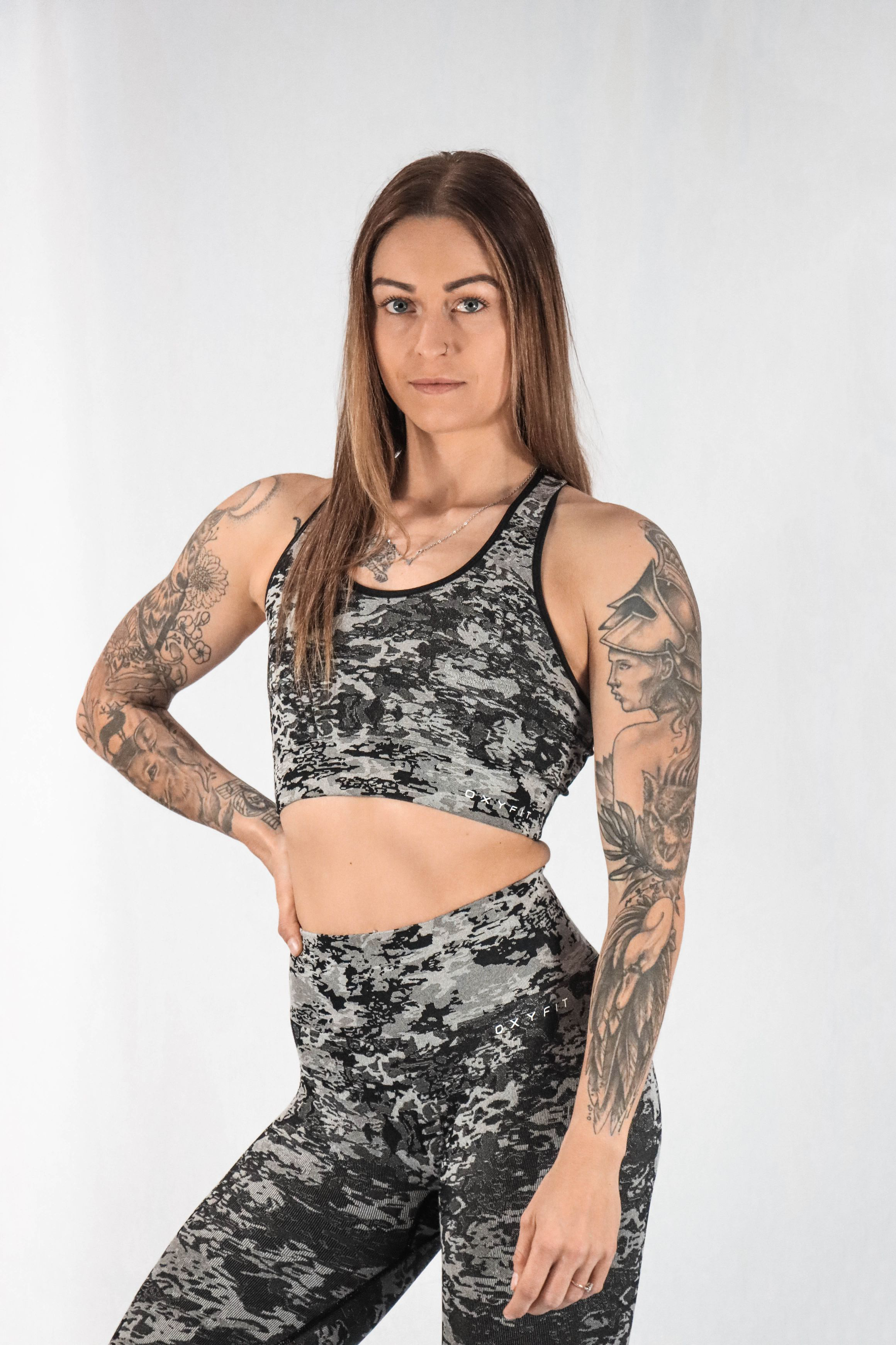 Glitch Camo Sports Bra - Black Ops