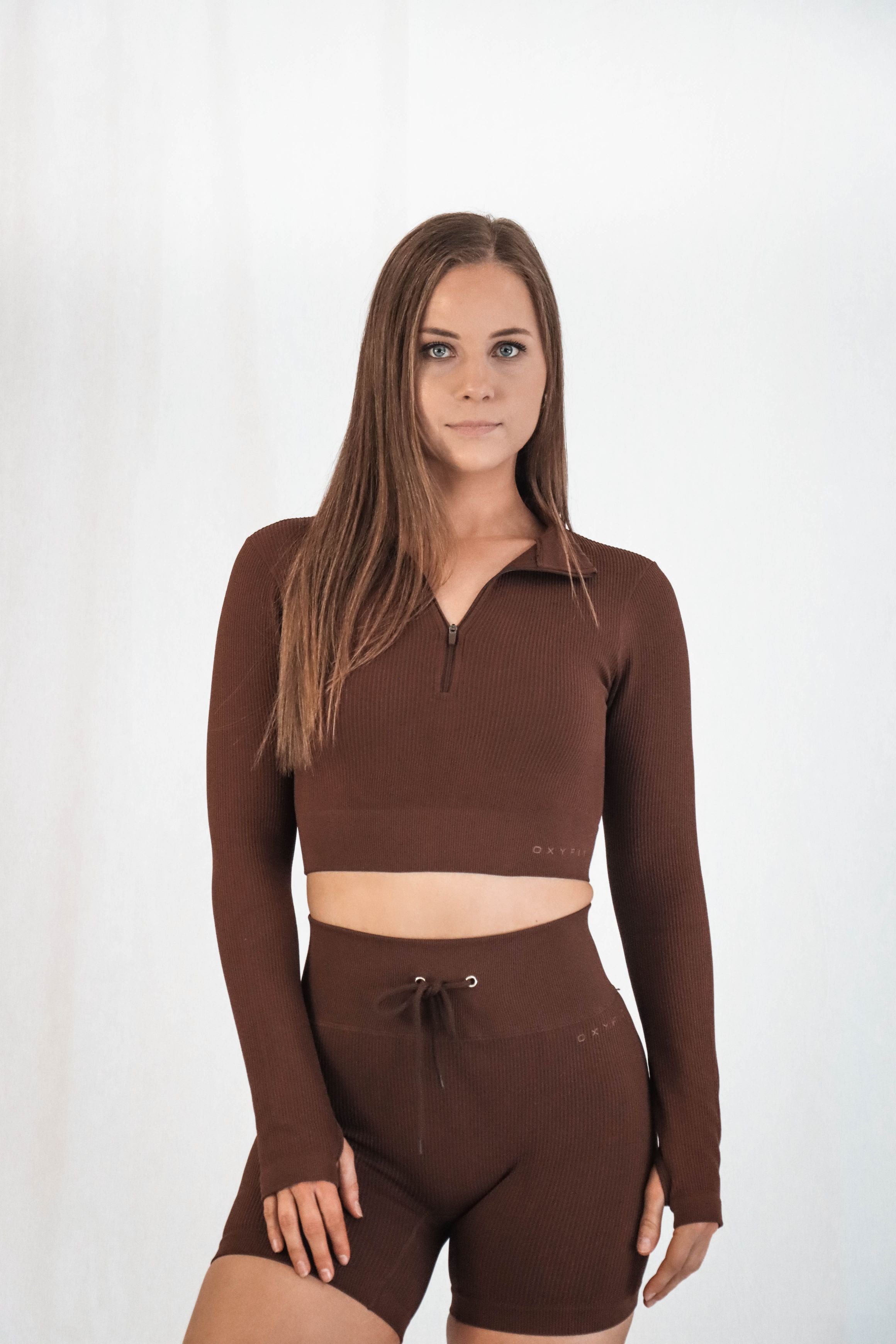 Hype Ribbed Long Sleeve - Double Chocolate