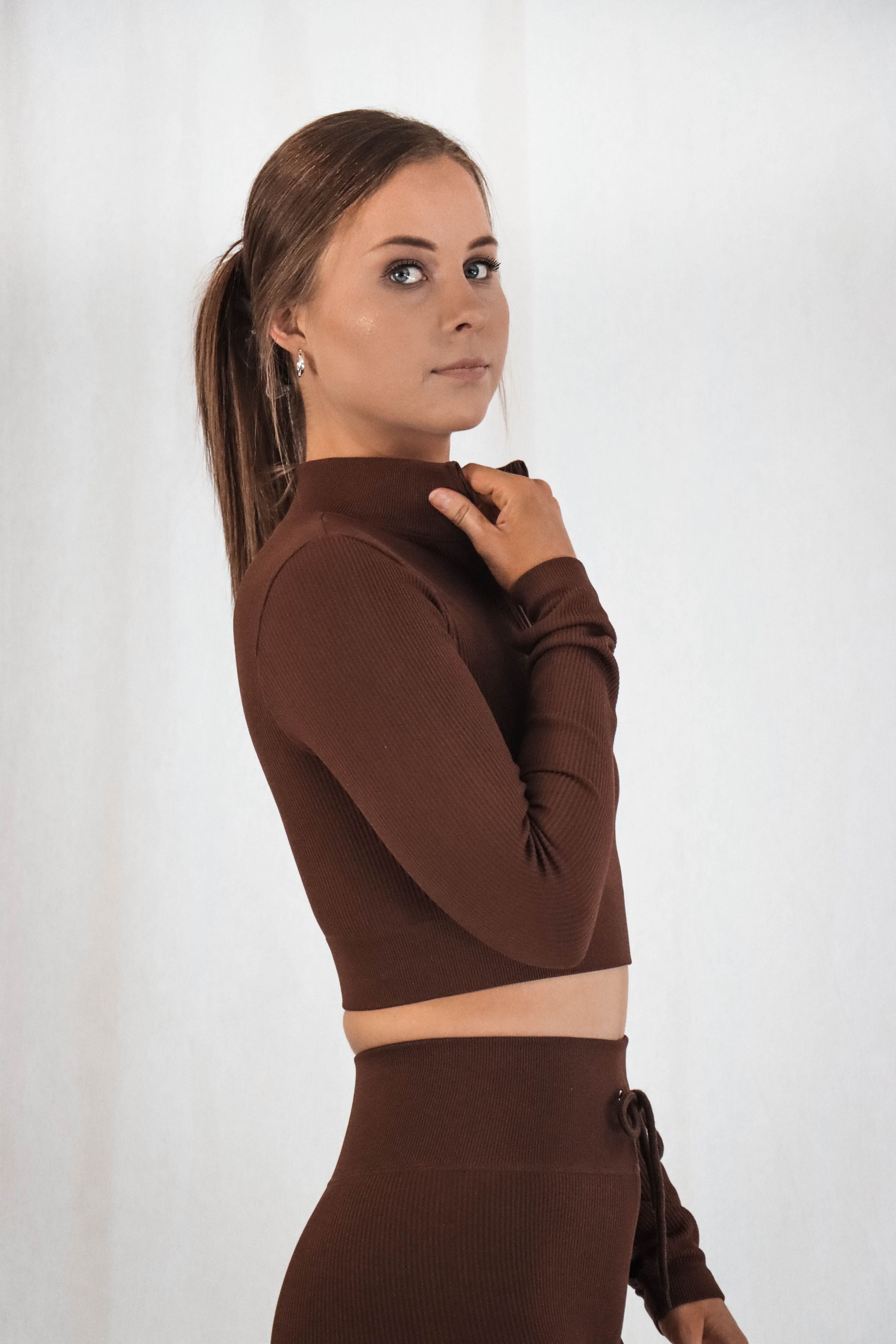 Hype Ribbed Long Sleeve - Double Chocolate