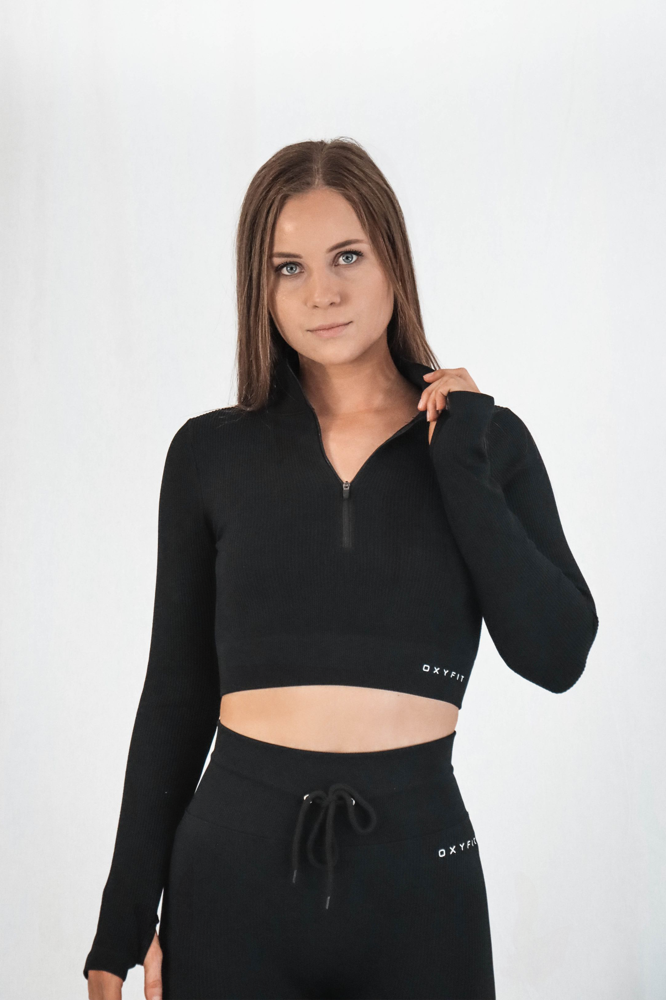 Hype Ribbed Long Sleeve - Long Black