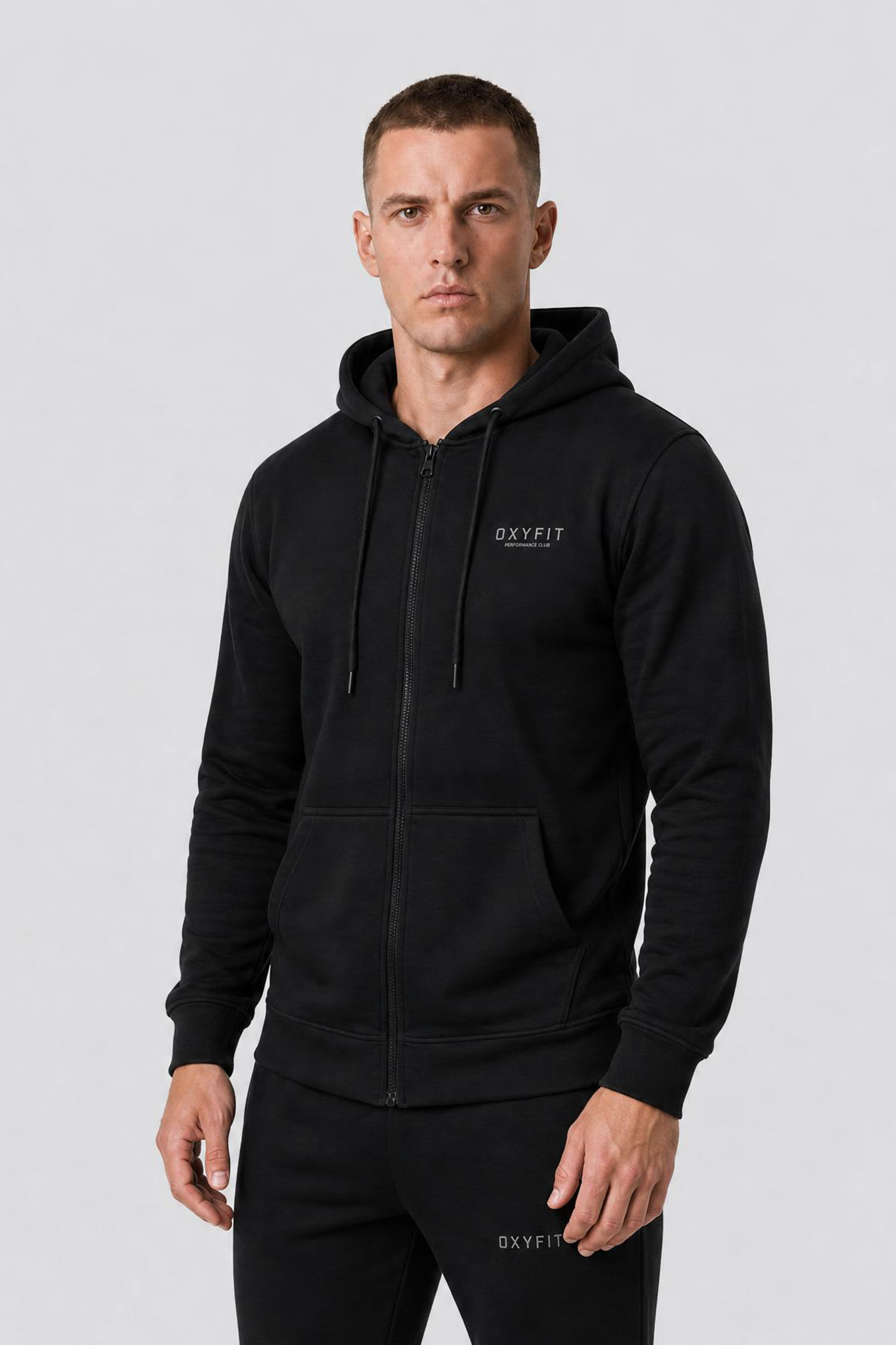 Oxyfit Track Zip-Up Hoodie - Obsidian Black