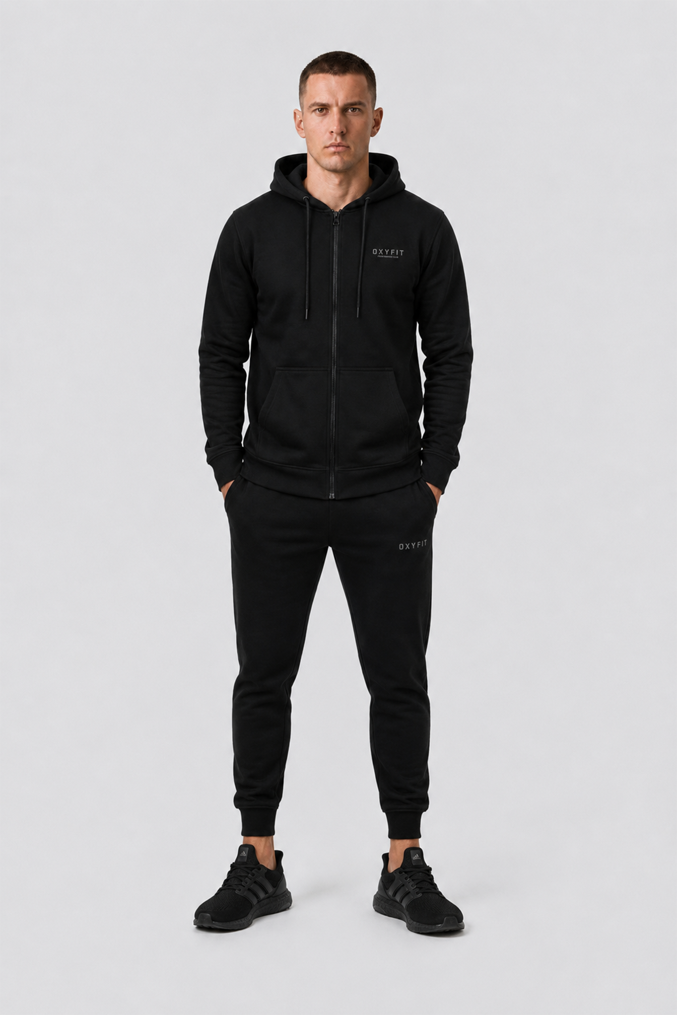 Oxyfit Track Zip-Up Hoodie - Obsidian Black