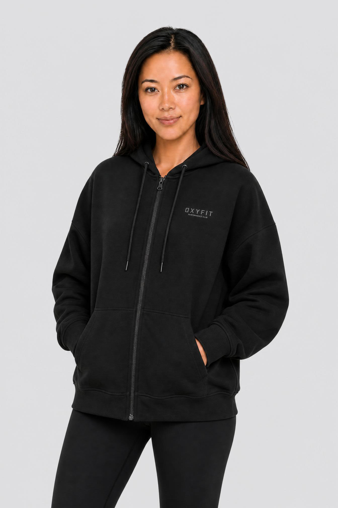 Oxyfit Track Zip-Up Hoodie - Obsidian Black