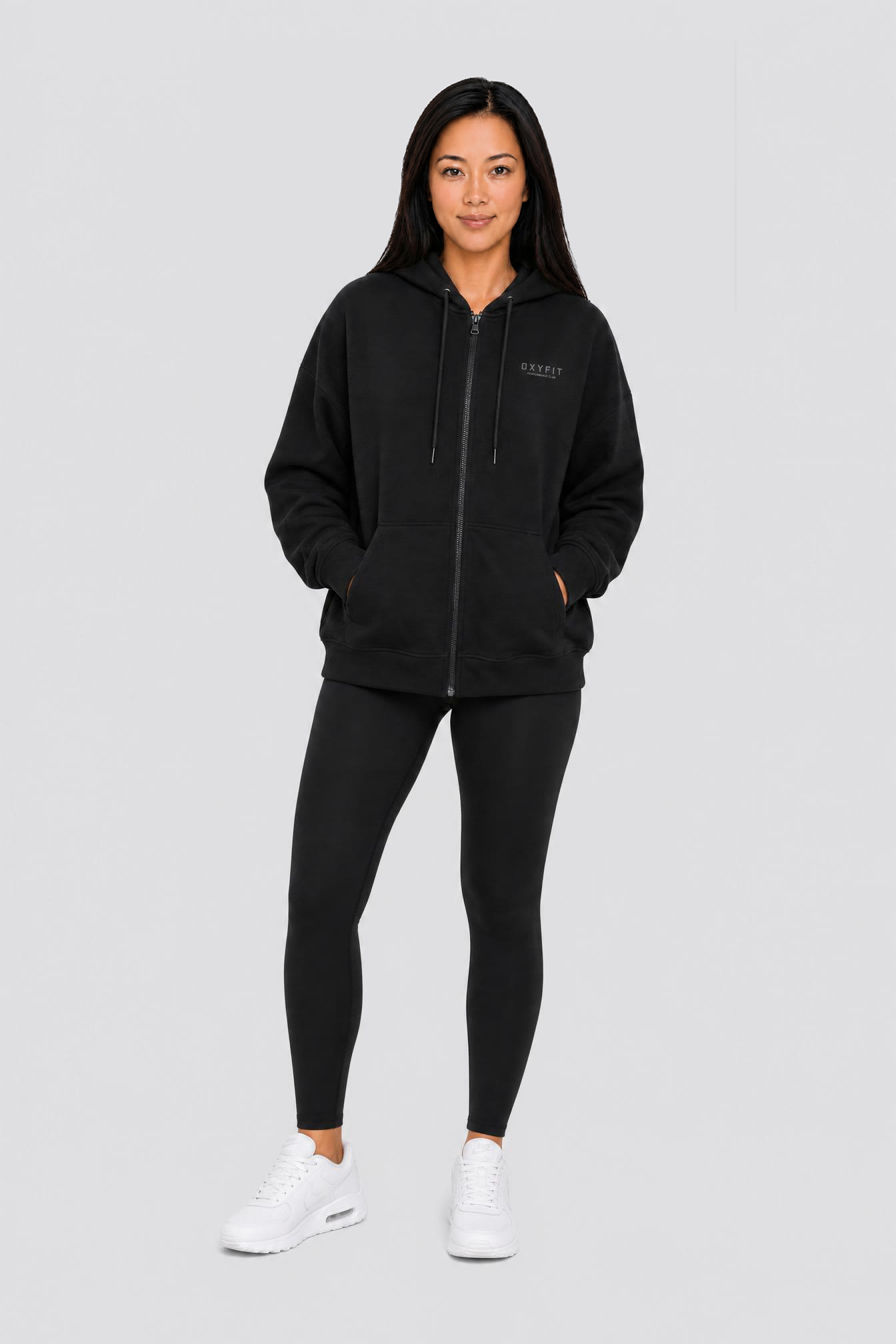 Oxyfit Track Zip-Up Hoodie - Obsidian Black