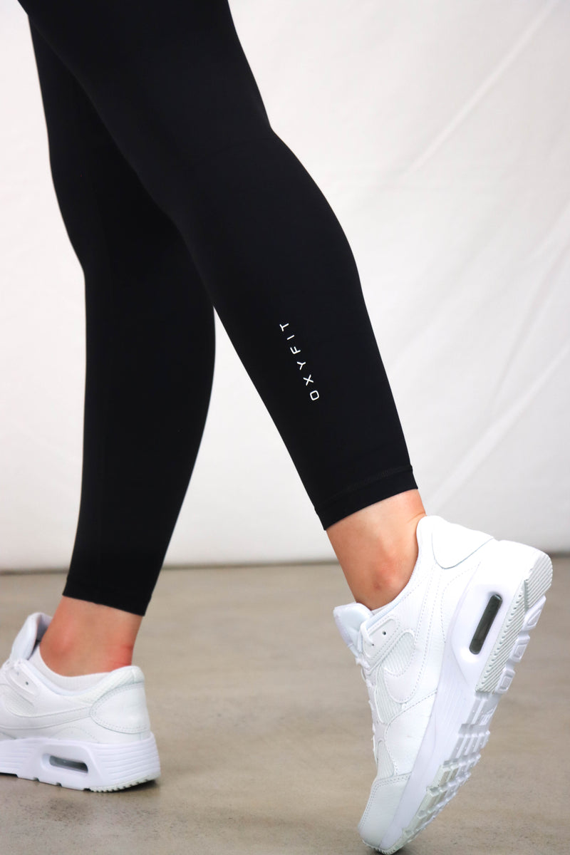 OXYTECH Womens Leggings | Micro Logo - Black & White