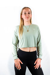 Women's Crop Honeycomb Long Sleeve - Matcha Tea