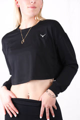 Women's Crop Honeycomb Long Sleeve - Opal Black