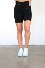 Hype Ribbed Shorts - Long Black
