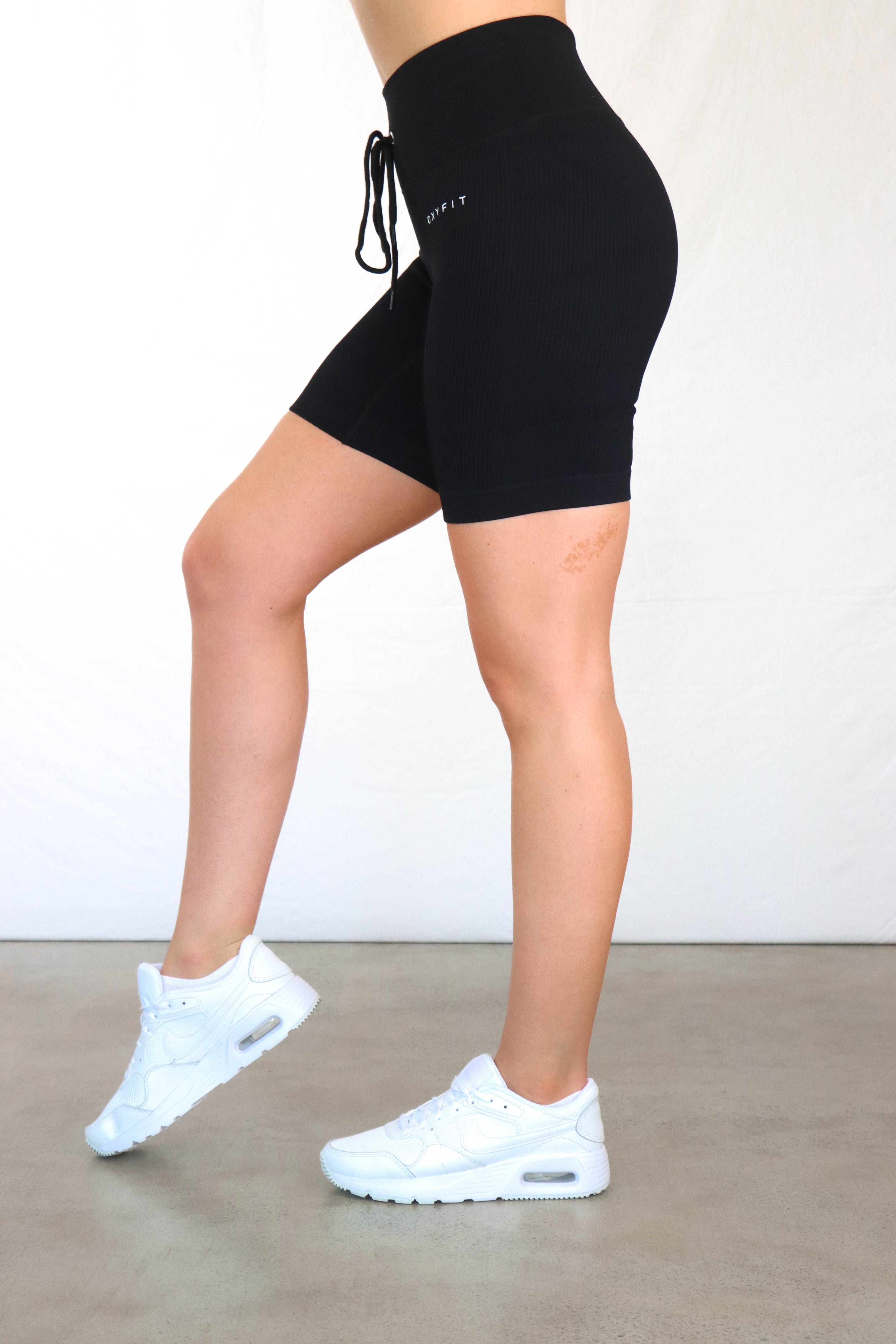 Hype Ribbed Shorts - Long Black