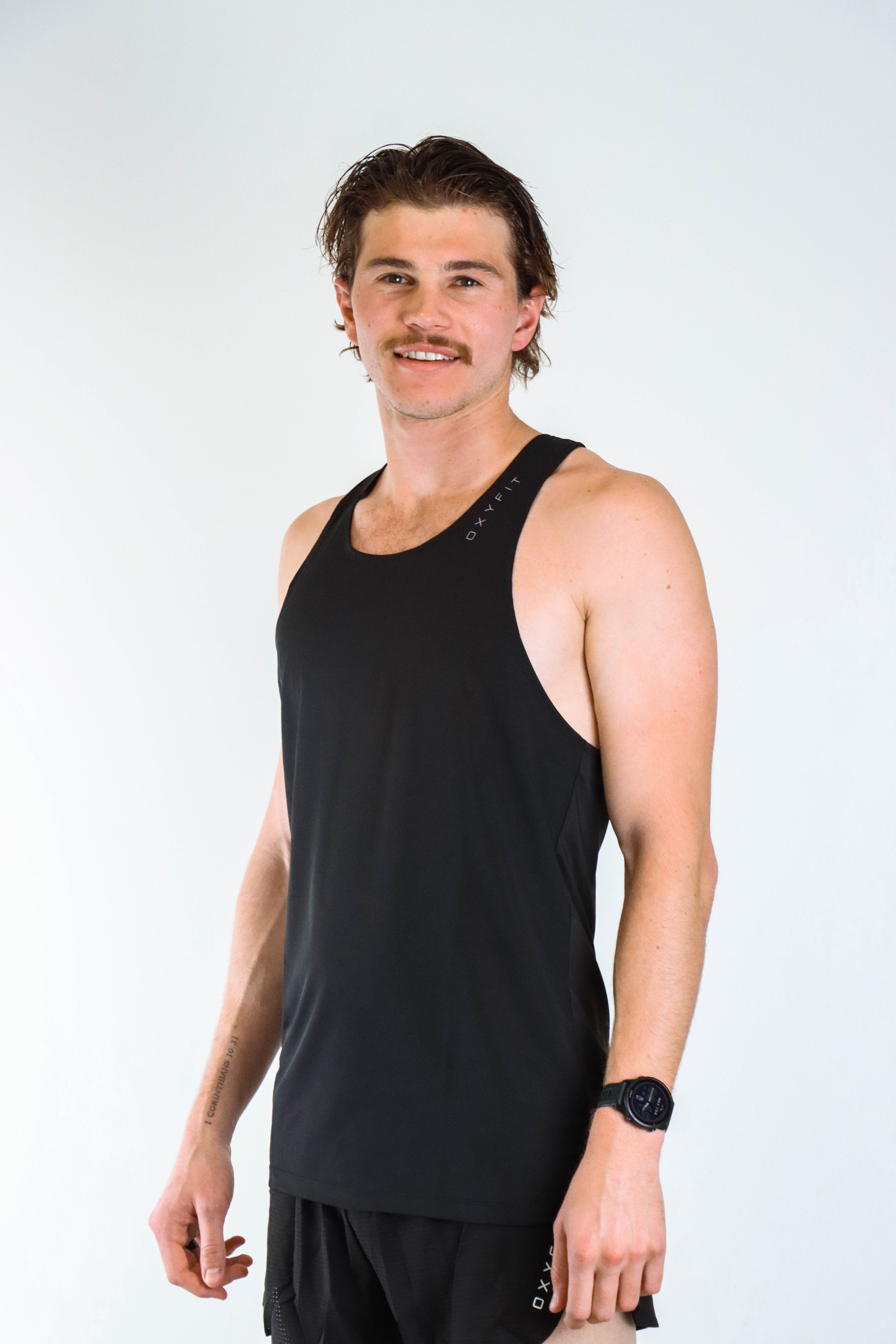 Mens Race Running Singlet | Oxyfit | Jet Black