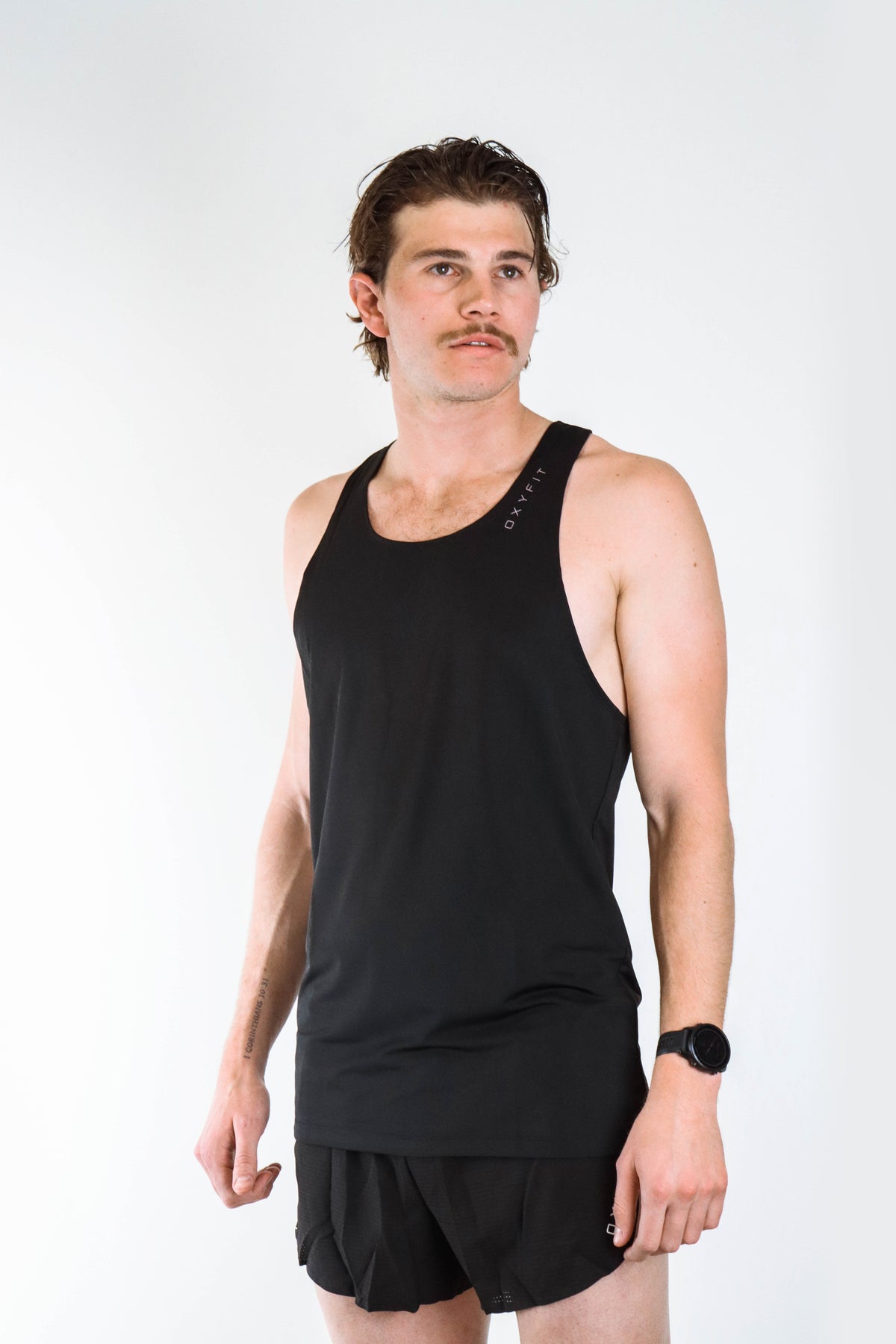 Mens Race Running Singlet | Oxyfit | Jet Black