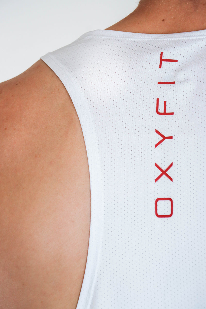 Mens Running | Race Singlet - White & Red
