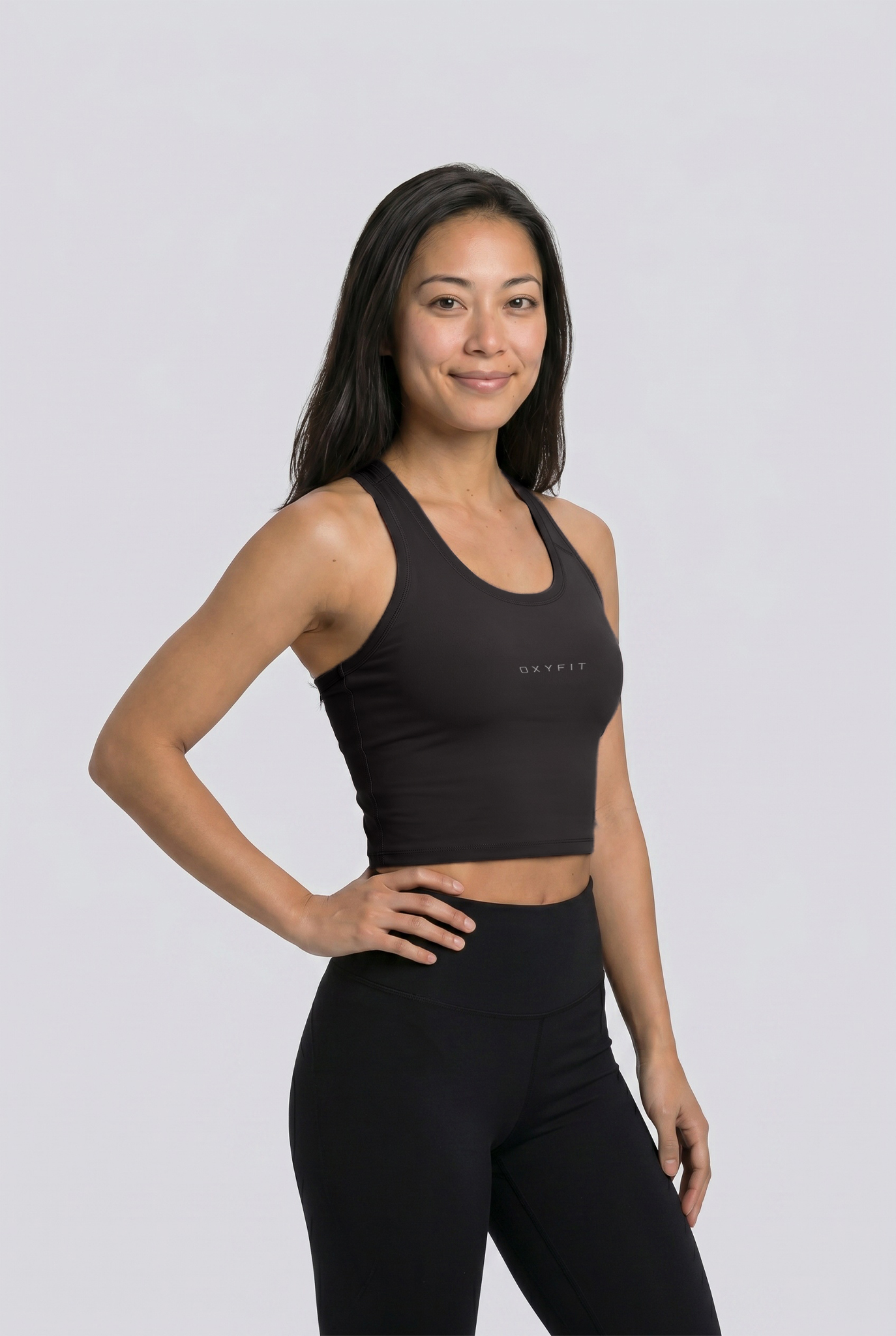 Womens OXYTECH Fitted Tank - Obsidian Black
