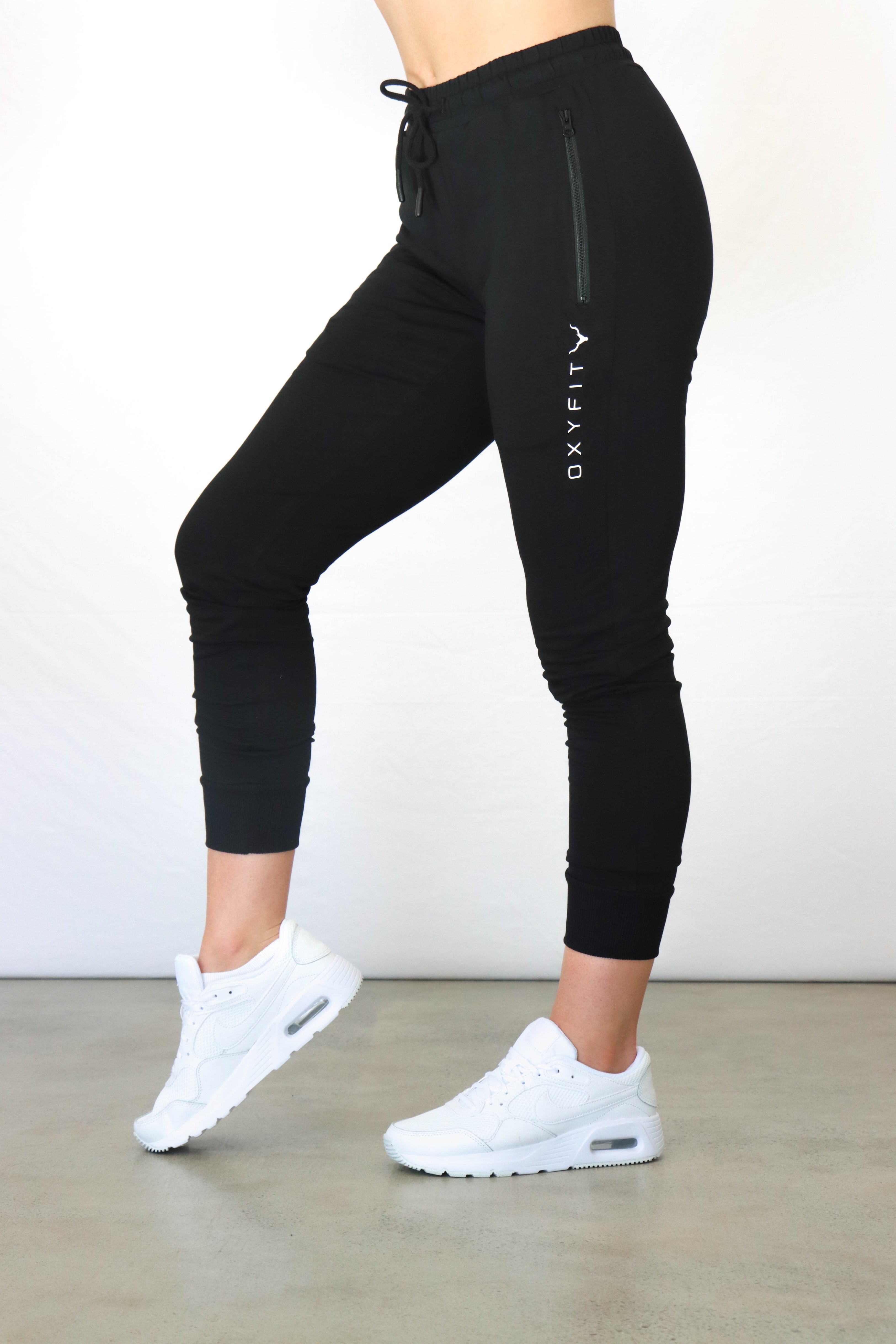 Black tight joggers womens online