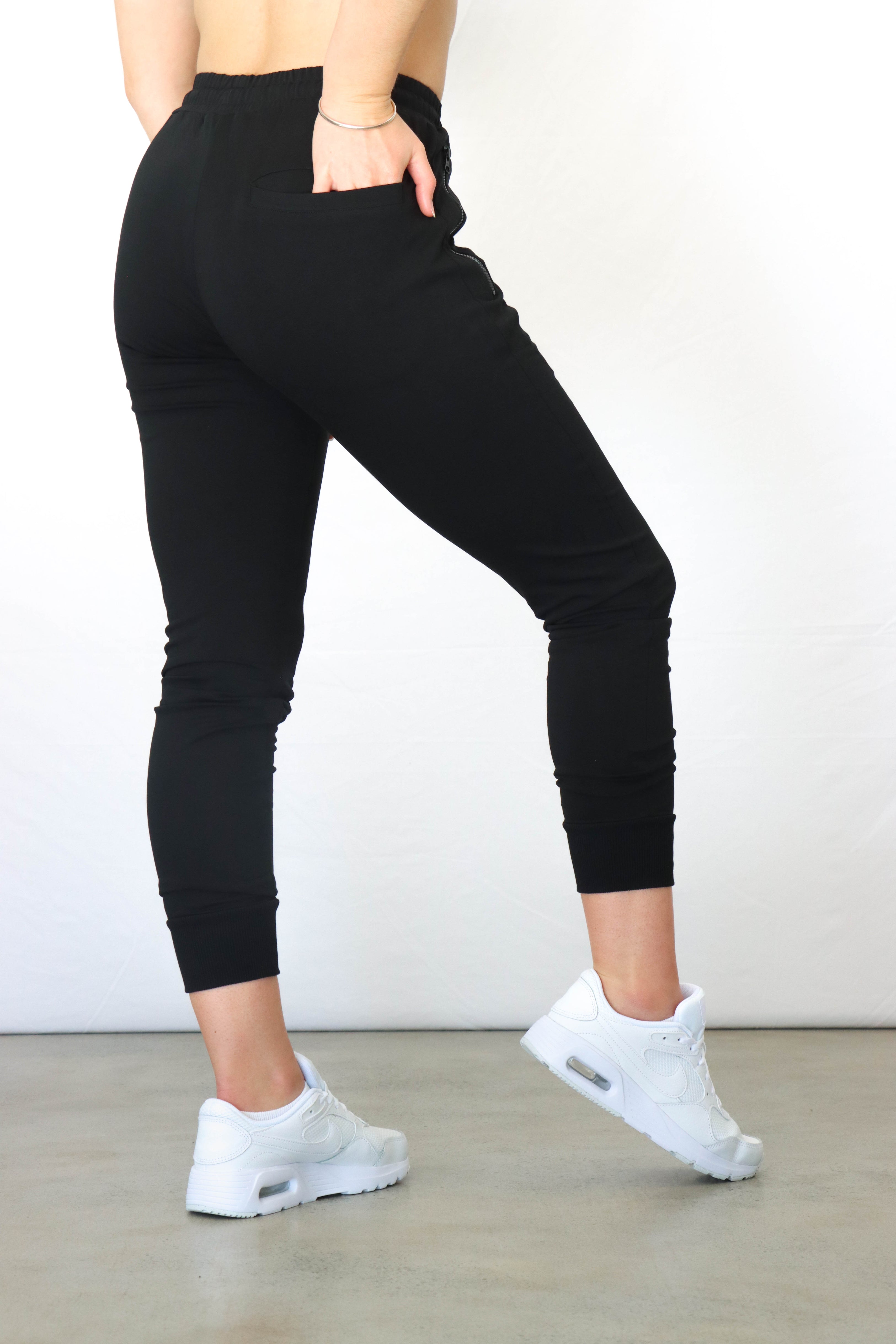 Black slim joggers womens online