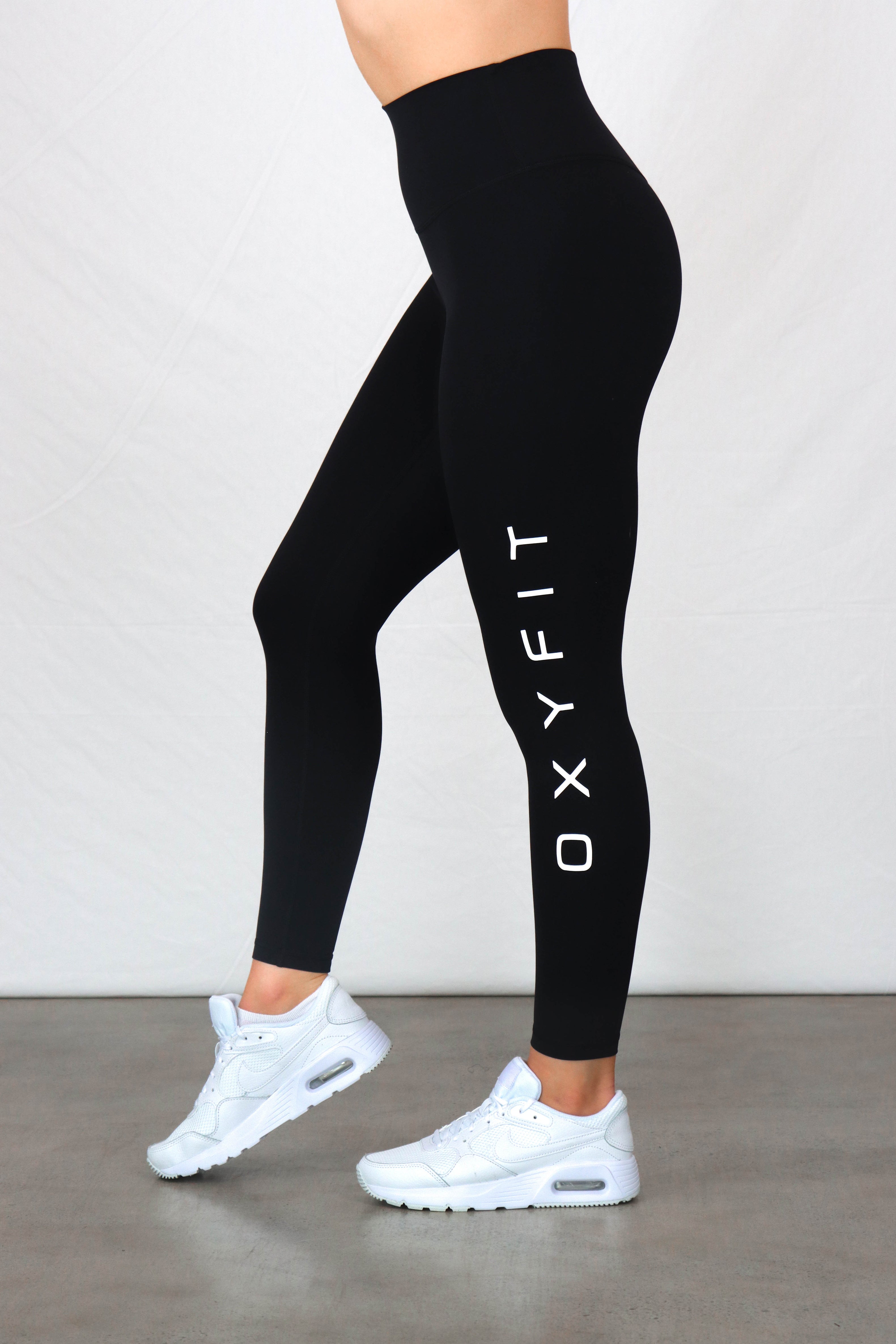 OXYFIT Leggings 14441 Soft BK- Sexy Workout Leggings Cutout Mesh Panels
