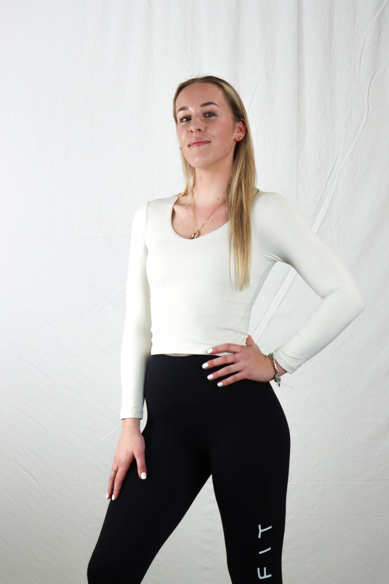 Women's Fitted Crop Long Sleeve - Cream
