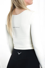 Women's Fitted Crop Long Sleeve - Cream