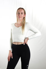 Women's Fitted Crop Long Sleeve - Cream