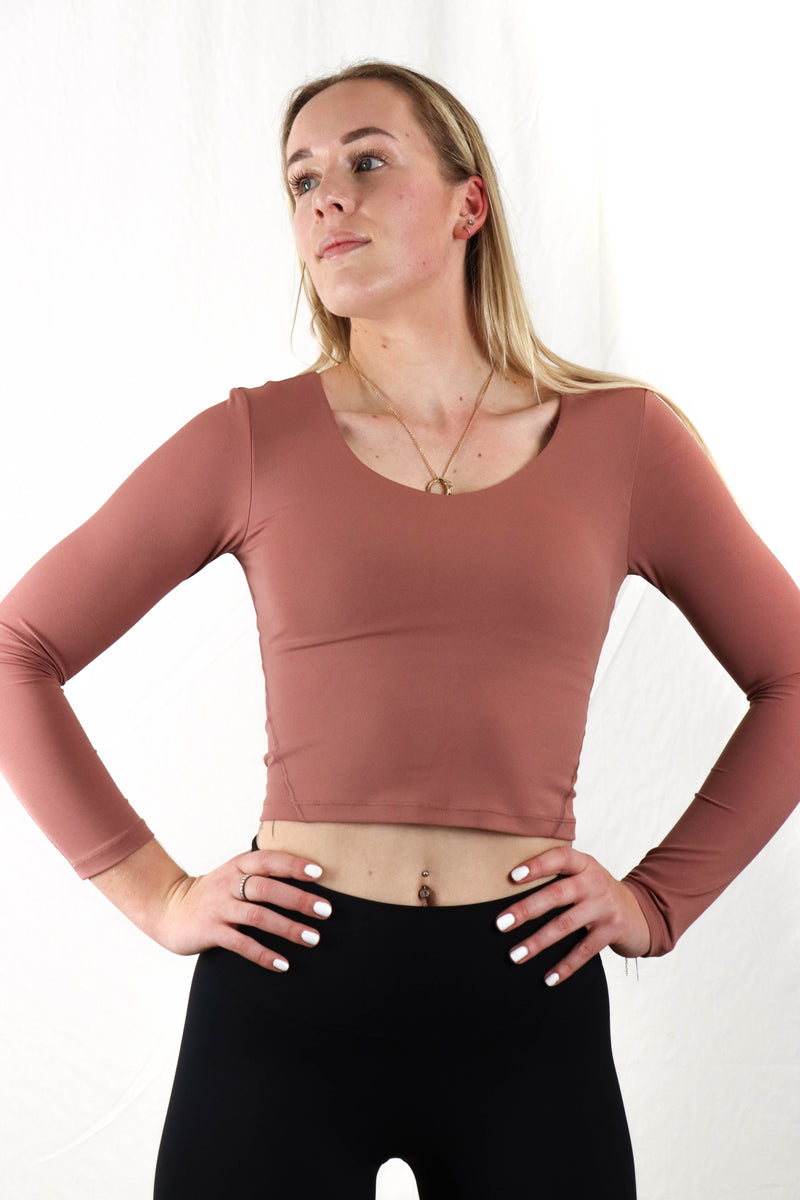 Women's Fitted Crop Long Sleeve - Clay