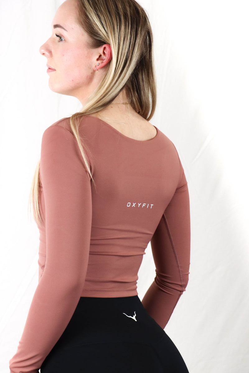 Women's Fitted Crop Long Sleeve - Clay