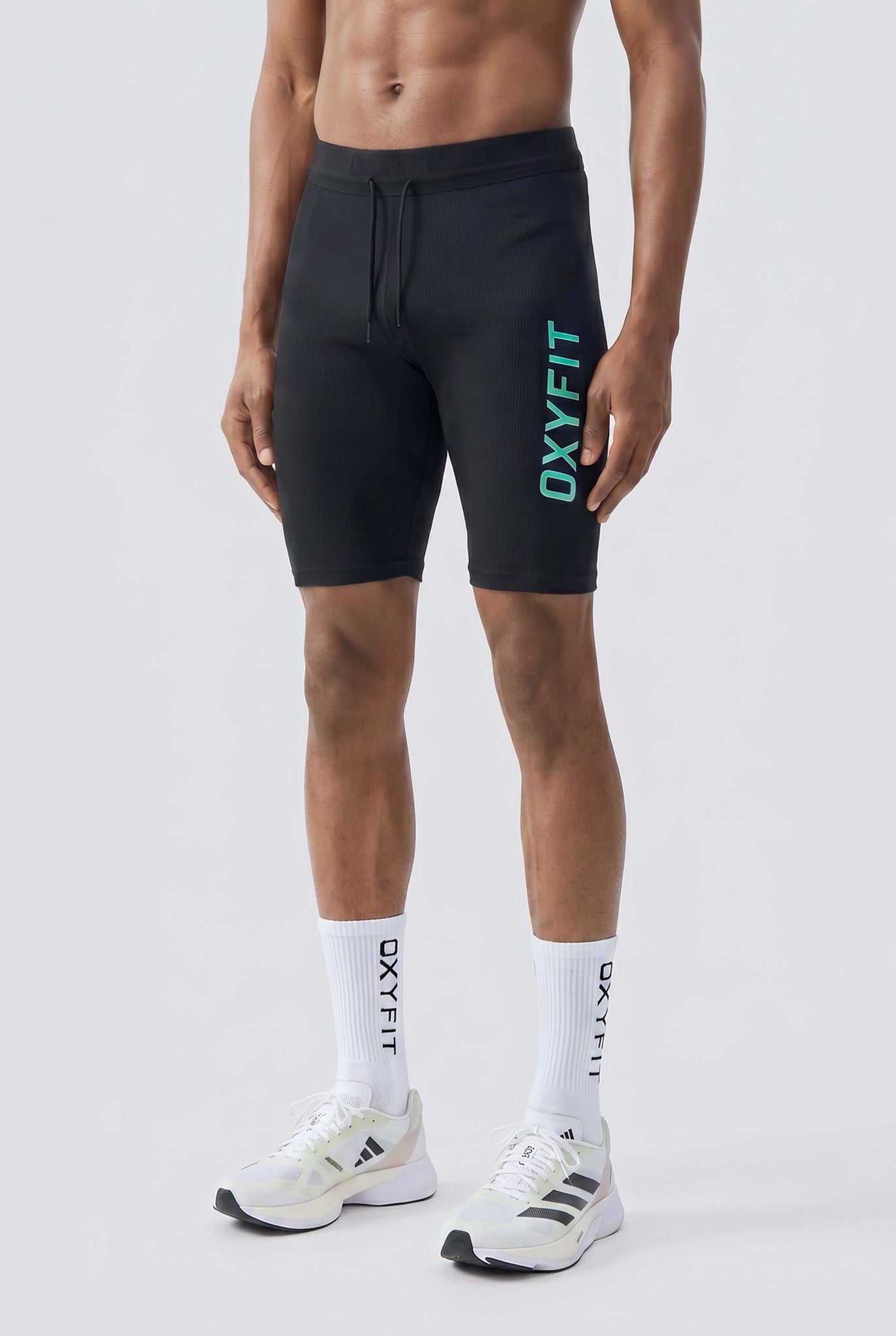Oxyfit Race Halftights - Black & Neon Green
