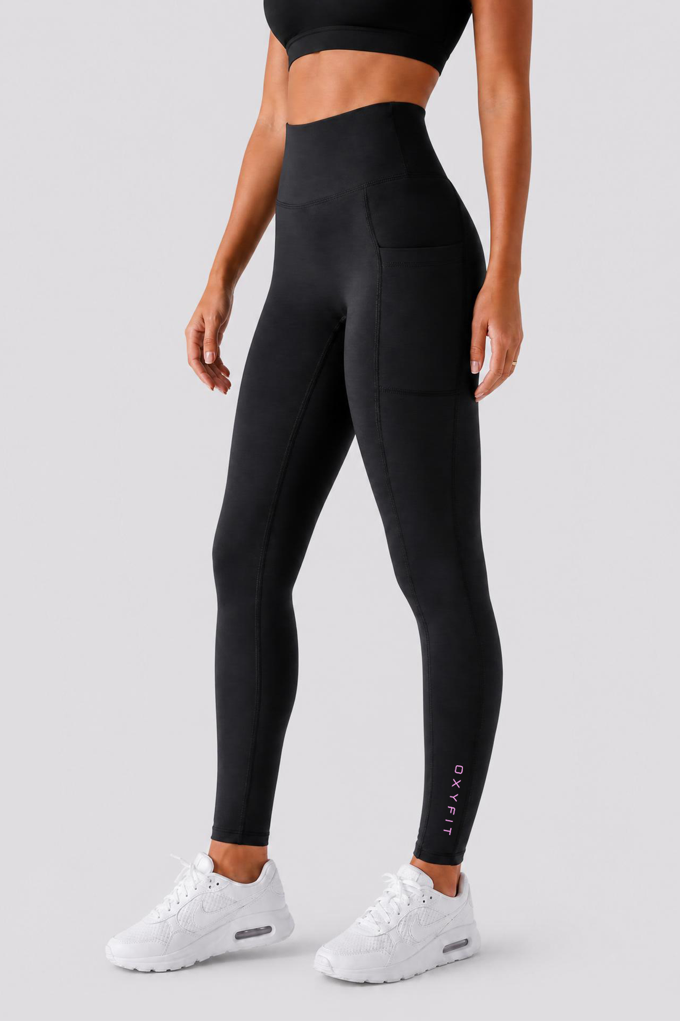 Stealth Compression Leggings - Black & Baby Pink