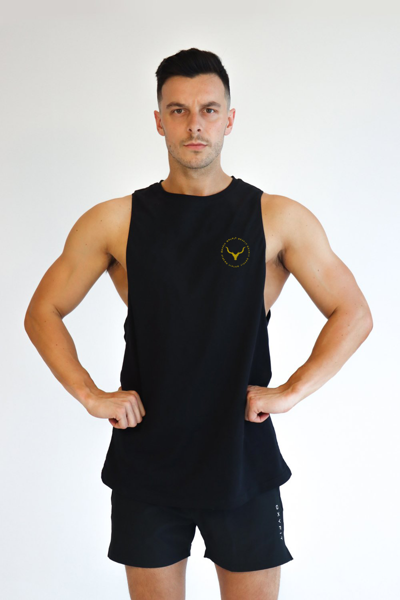 Mens Mercenary Tank - Black & Gold