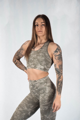 Glitch Camo Sports Bra - Military Base