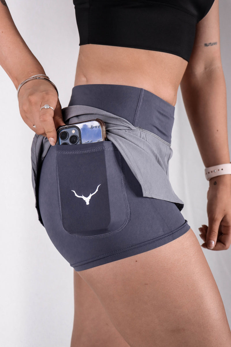 Womens Tempo Shorts | Blue & Grey