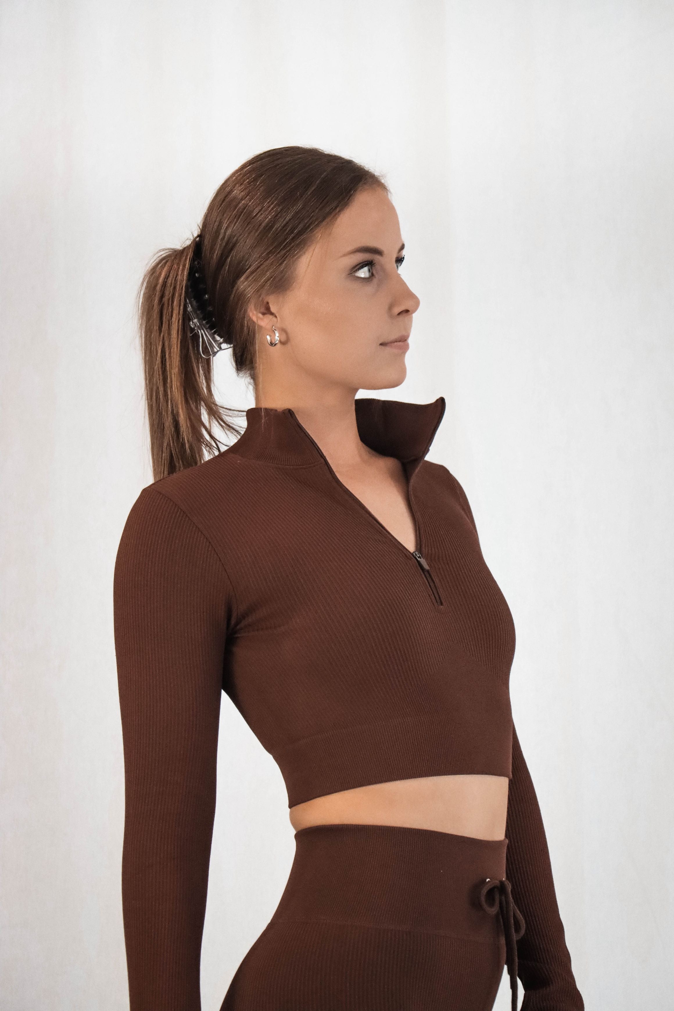 Hype Ribbed Long Sleeve - Double Chocolate