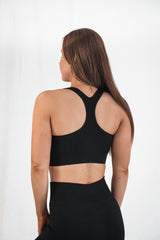 Hype Ribbed Bra - Long Black