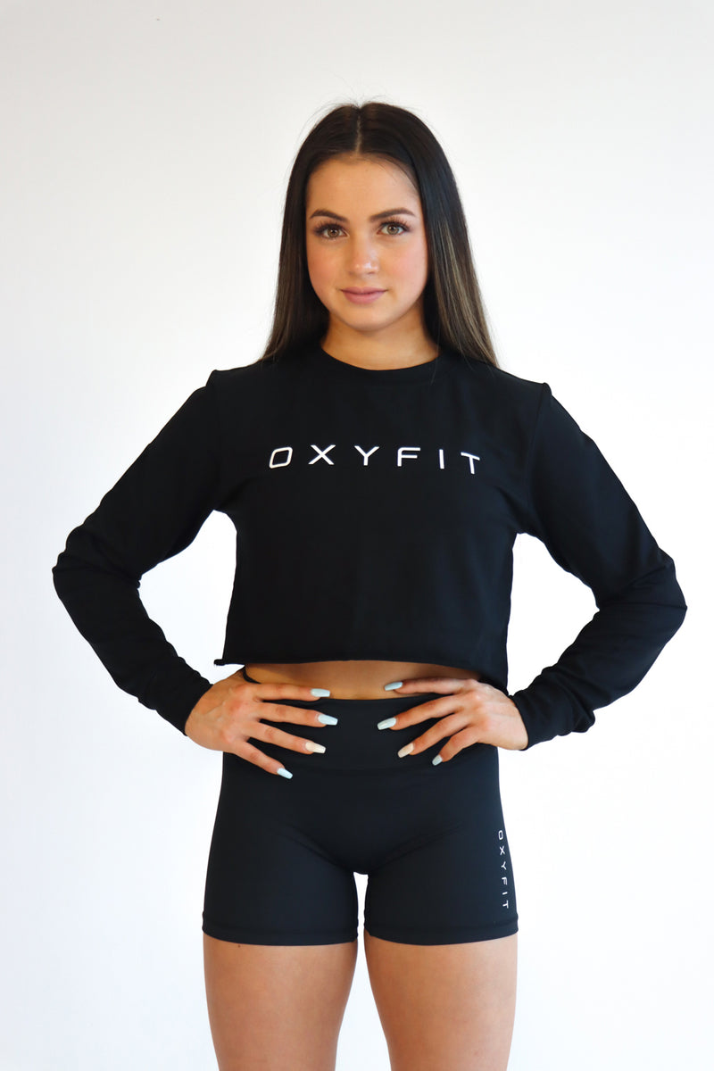 Oxyfit Crop Crew Sweater - True Black